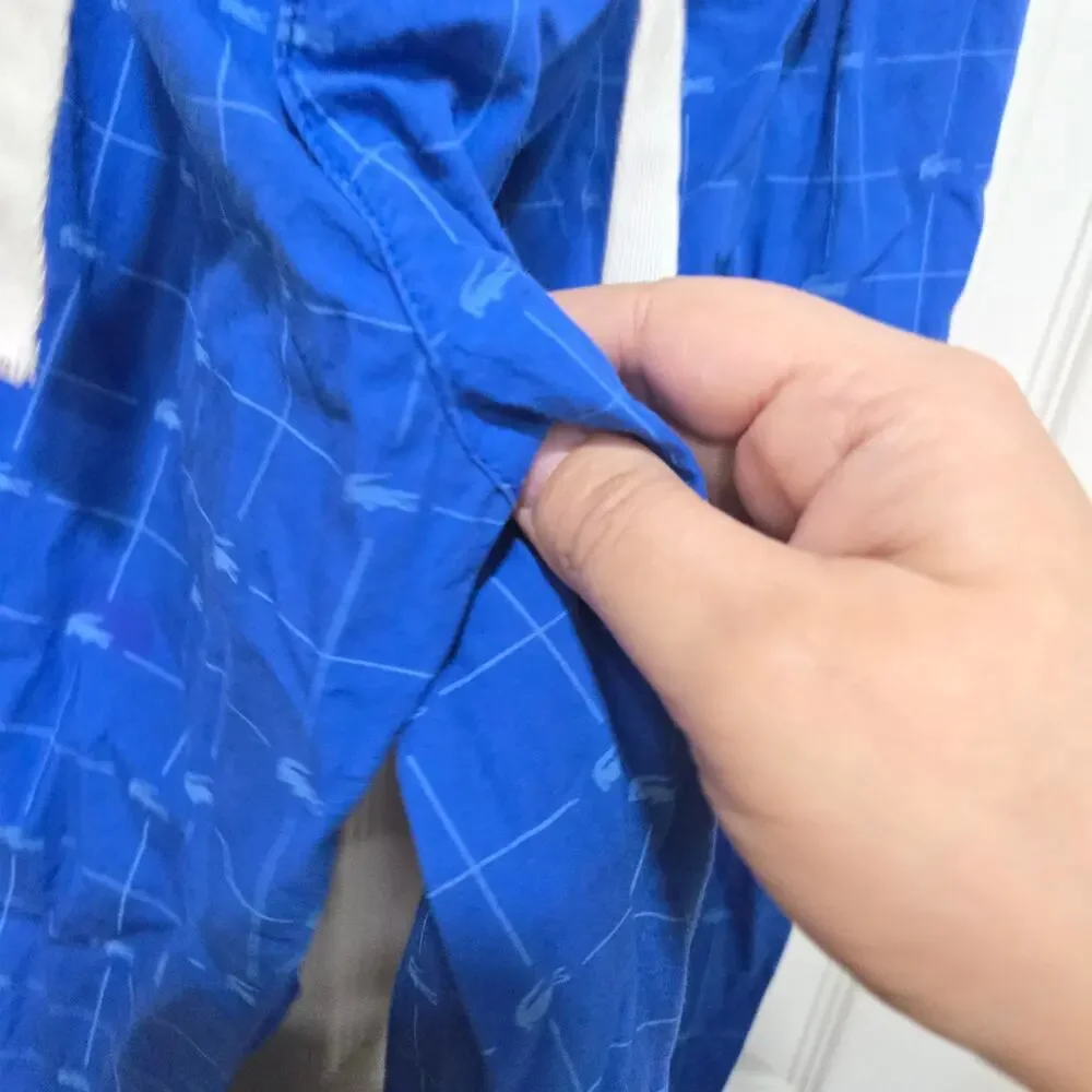 Lacoste Crocodile Print Cotton Lounge Sleep Pants Blue Mens L - Picture 5 of 8